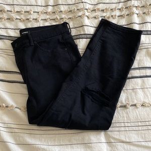 Express Super High Rise Mom Black Distressed Jean